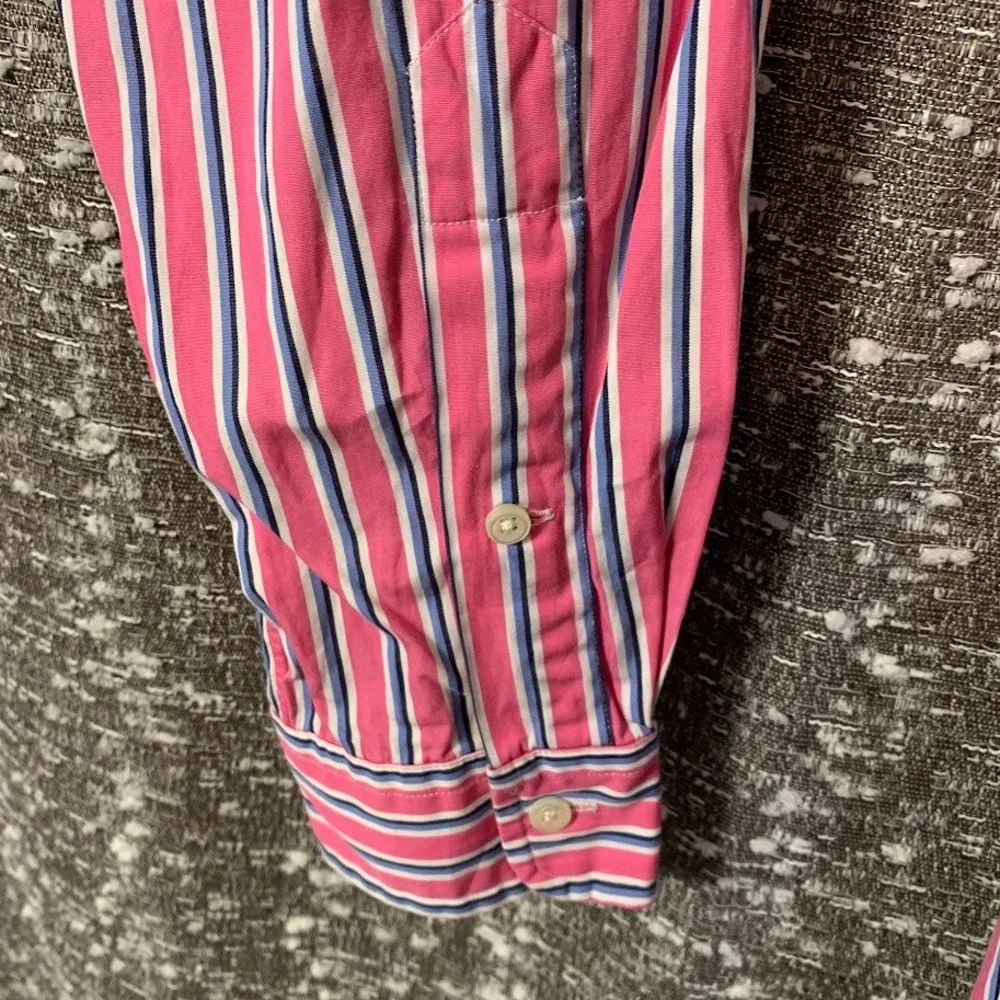 Polo Ralph Lauren Mens Classic Fit Striped Button Down Shirt Pink Blue White Med